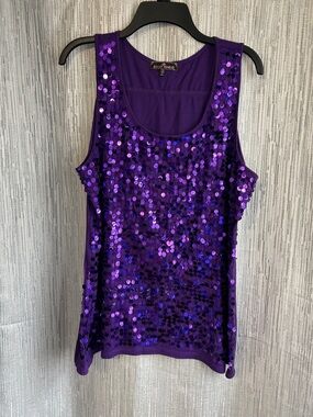 Almost Famous Purple Sequin Scoop Neck Tank